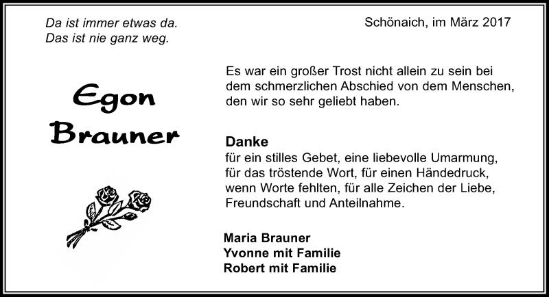  Traueranzeige für Egon Brauner vom 16.03.2017 aus Kreiszeitung Böblinger Bote
