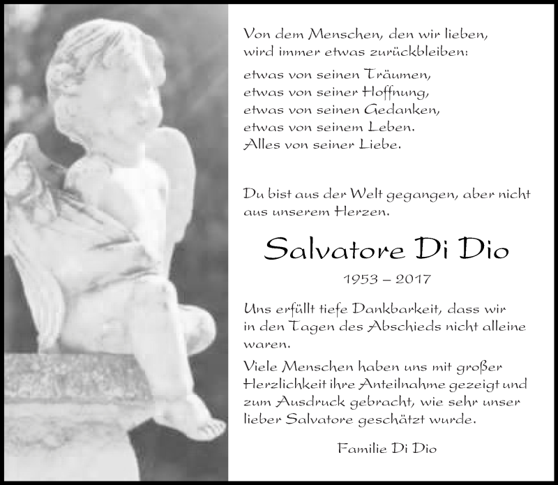  Traueranzeige für Salvatore Di Dio vom 03.06.2017 aus Kreiszeitung Böblinger Bote