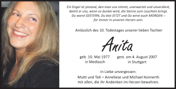 Traueranzeige von Anita  von Kreiszeitung Böblinger Bote