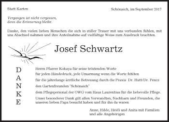 Traueranzeige von Josef Schwartz von Kreiszeitung Böblinger Bote