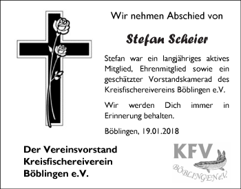 Traueranzeige von Stafan Scheier von Kreiszeitung Böblinger Bote
