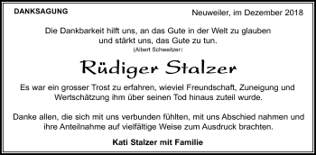 Traueranzeige von Rüqqdiger Stalzer von Kreiszeitung Böblinger Bote