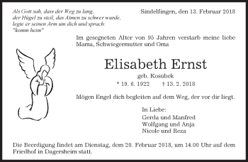 Traueranzeige von Elisabeth Ernst von Kreiszeitung Böblinger Bote