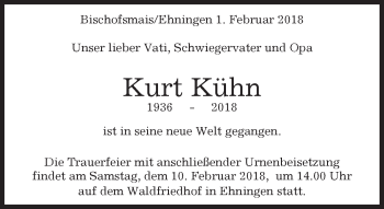 Traueranzeige von Kurt Kühn von Kreiszeitung Böblinger Bote