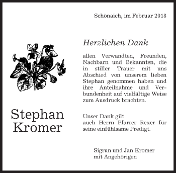 Traueranzeige von Stephan Kromer von Kreiszeitung Böblinger Bote