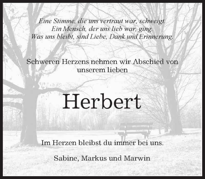  Traueranzeige für Herbert  vom 02.03.2018 aus Kreiszeitung Böblinger Bote