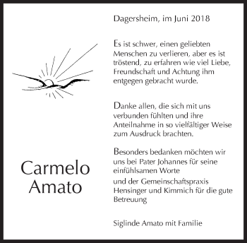 Traueranzeige von Carmelo Amato von Kreiszeitung Böblinger Bote