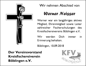 Traueranzeige von Werner Neisser von Kreiszeitung Böblinger Bote