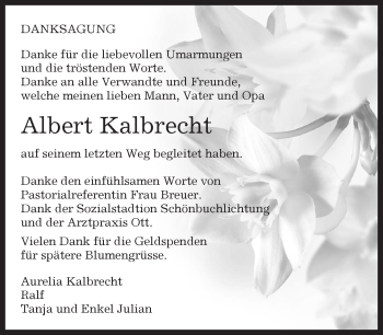 Traueranzeige von Albert Kalbrecht von Kreiszeitung Böblinger Bote