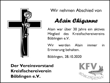Traueranzeige von Alain Chiganne von Kreiszeitung Böblinger Bote