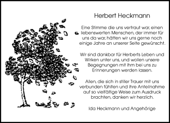 Traueranzeige von Herbert Heckmann von Kreiszeitung Böblinger Bote