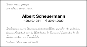 Traueranzeige von Albert Scheuermann von Kreiszeitung Böblinger Bote
