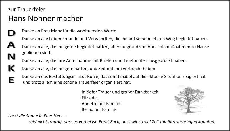  Traueranzeige für Hans Nonnenmacher vom 25.03.2020 aus Kreiszeitung Böblinger Bote