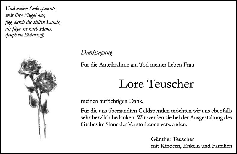  Traueranzeige für Lore Teuscher vom 09.07.2020 aus Kreiszeitung Böblinger Bote