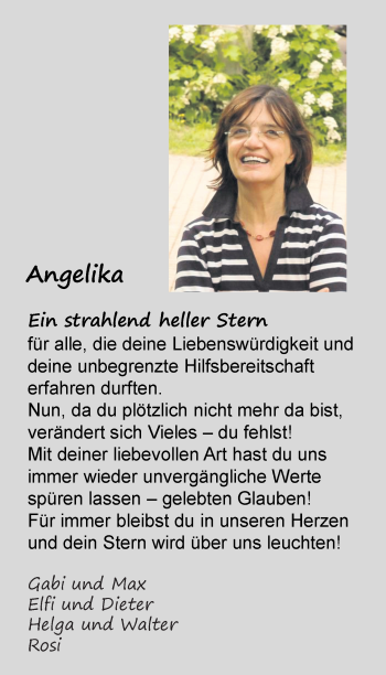 Traueranzeige von Angelika  von Kreiszeitung Böblinger Bote