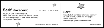 Traueranzeige von Serif Kovacevic von Kreiszeitung Böblinger Bote