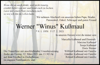 Traueranzeige von Werner Kußmaul von Kreiszeitung Böblinger Bote