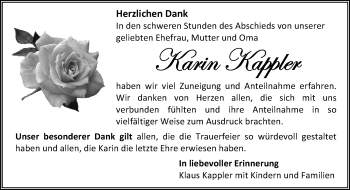 Traueranzeige von Karin Kappler von Kreiszeitung Böblinger Bote