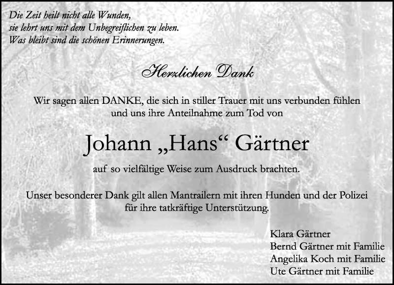  Traueranzeige für Johann Gärtner vom 30.09.2021 aus Kreiszeitung Böblinger Bote