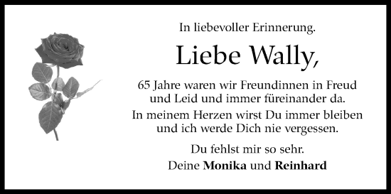 Traueranzeige von Wally  von Kreiszeitung Böblinger Bote