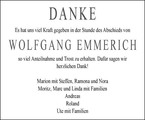 Traueranzeige von Wolfgang Emmerich von Kreiszeitung Böblinger Bote