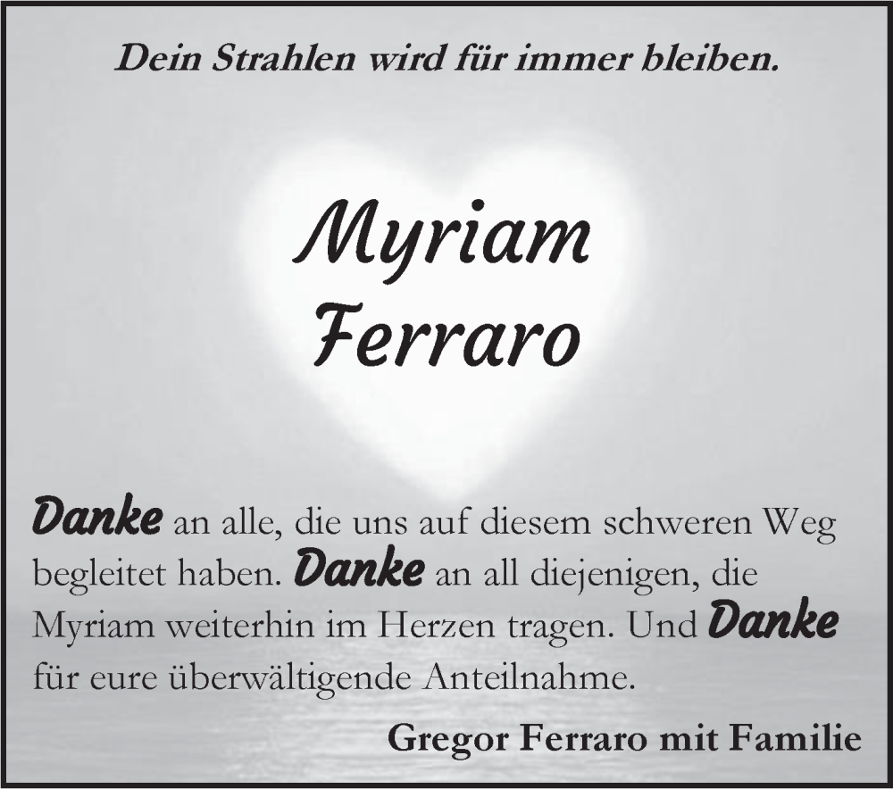  Traueranzeige für Myriam Ferraro vom 26.11.2024 aus Kreiszeitung Böblinger Bote