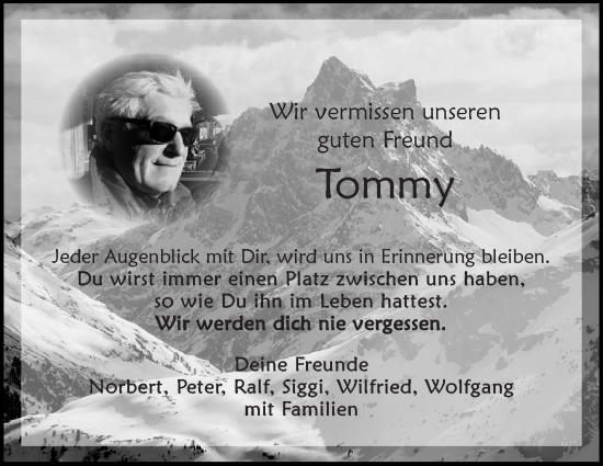 Traueranzeige von Tommy  von Kreiszeitung Böblinger Bote