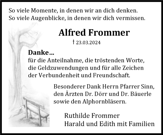 Traueranzeige von Alfred Frommer von Kreiszeitung Böblinger Bote