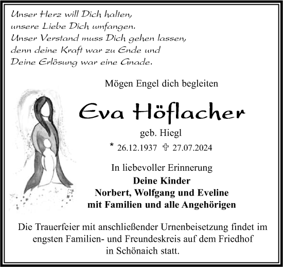 Traueranzeige von Eva Höflacher von Kreiszeitung Böblinger Bote