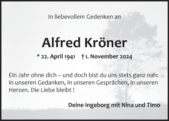 Traueranzeige von Alfred Kröner von Eßlinger Zeitung