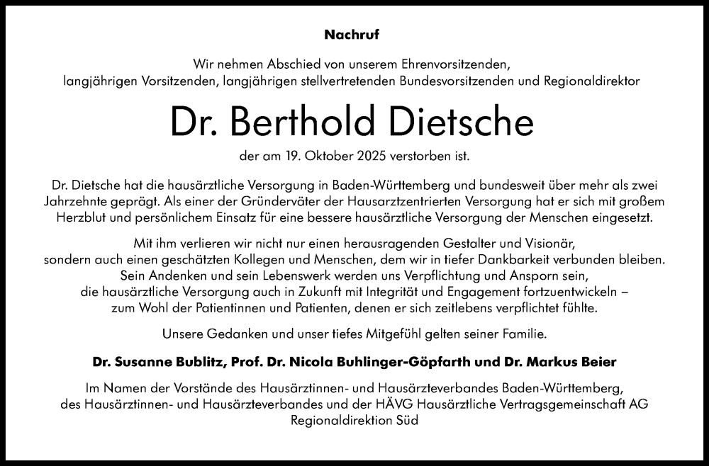  Traueranzeige für Berthold Dietsche vom 31.10.2025 aus Stuttgarter Zeitung / Stuttgarter Nachrichten