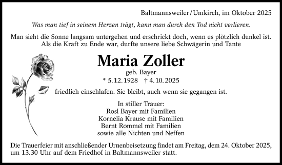 Traueranzeige von Maria Zoller von Eßlinger Zeitung
