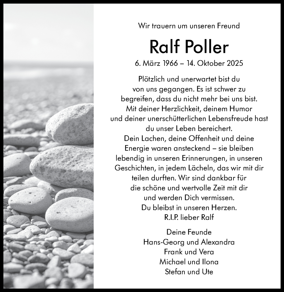  Traueranzeige für Ralf Poller vom 22.10.2025 aus Marbacher Zeitung