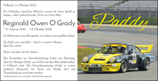 Traueranzeige von Reginald Owen OGrady von Stuttgarter Zeitung / Stuttgarter Nachrichten