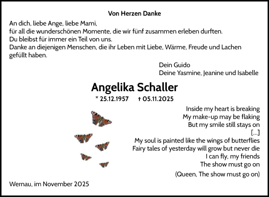 Traueranzeige von Angelika Schaller von Eßlinger Zeitung