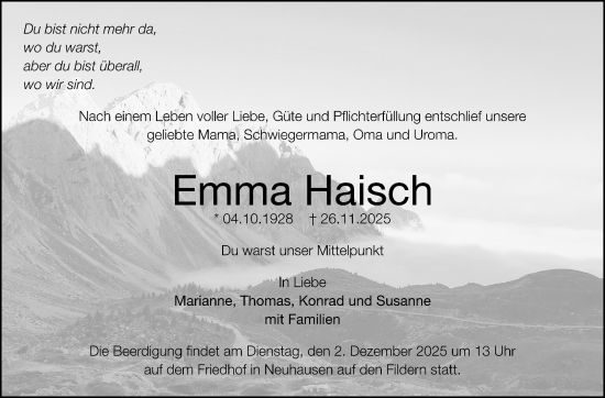 Traueranzeige von Emma Haisch von Eßlinger Zeitung