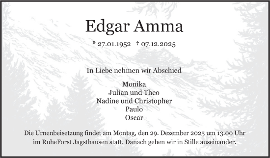Traueranzeige von Edgar Amma von Marbacher Zeitung