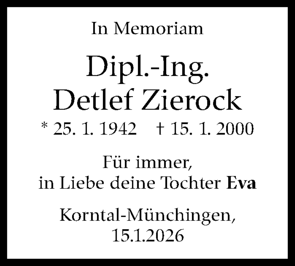  Traueranzeige für Detlef Zierock vom 15.01.2026 aus Stuttgarter Zeitung / Stuttgarter Nachrichten
