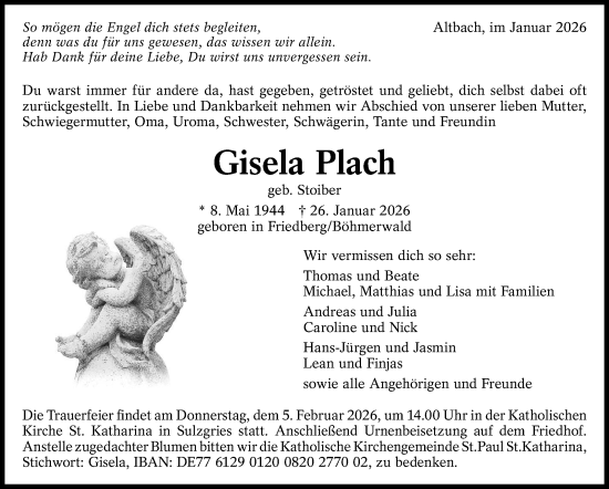 Traueranzeige von Gisela Plach von Eßlinger Zeitung