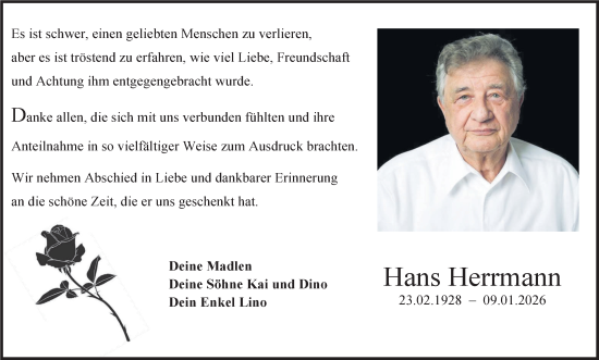 Traueranzeige von Hans Herrmann von Stuttgarter Zeitung / Stuttgarter Nachrichten