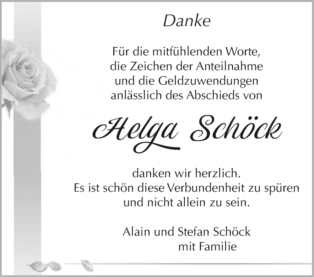  Traueranzeige für Helga Schöck vom 21.01.2026 aus Kreiszeitung Böblinger Bote