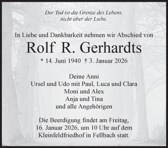 Traueranzeige von Rolf R. Gerhardts von Stuttgarter Zeitung / Stuttgarter Nachrichten