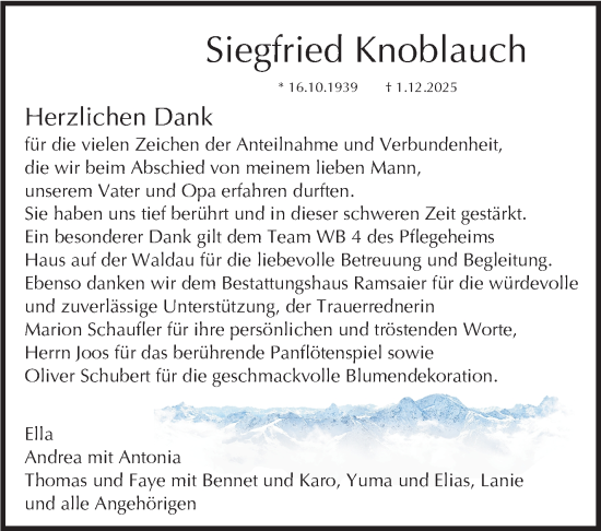 Traueranzeige von Siegfried Knoblauch von Stuttgarter Zeitung / Stuttgarter Nachrichten