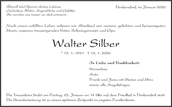 Traueranzeige von Walter Silber von Eßlinger Zeitung