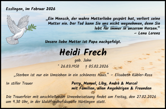 Traueranzeige von Heidi Frech von Eßlinger Zeitung