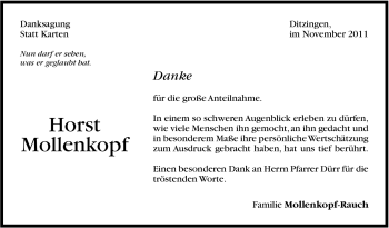 Traueranzeige von Horst Mollenkopf von Leonberger Kreiszeitung / Strohgäu Extra