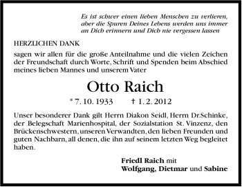 Traueranzeige von Otto Raich von Stuttgarter Zeitung / Stuttgarter Nachrichten