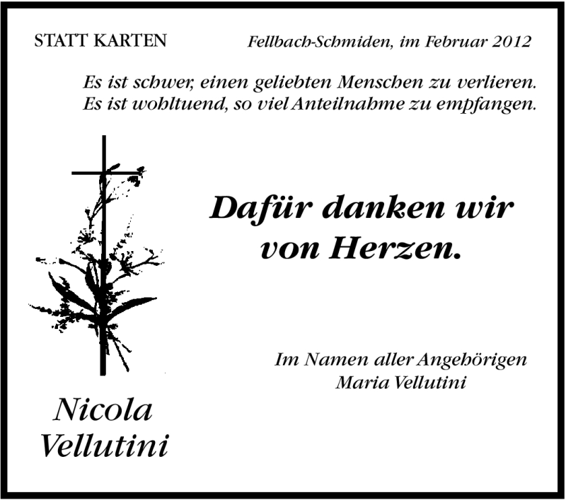  Traueranzeige für Nicola Vellutini vom 15.02.2012 aus Stuttgarter Zeitung / Stuttgarter Nachrichten