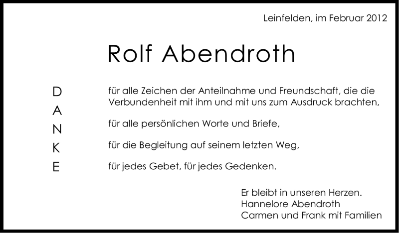  Traueranzeige für Rolf Abendroth vom 17.02.2012 aus Stuttgarter Zeitung / Stuttgarter Nachrichten