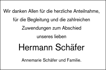 Traueranzeige von Hermann Schäfer  von Stuttgarter Zeitung / Stuttgarter Nachrichten